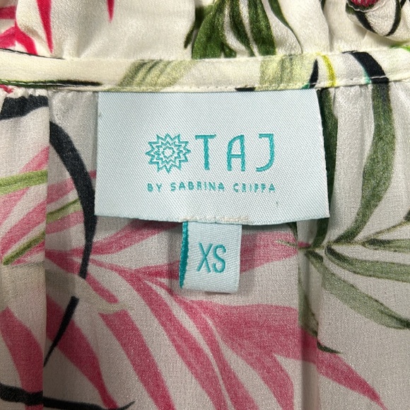 Taj by Sabrina Crippa Silk Embodied  Cream and Green Layered Skirt dress S - Picture 10 of 16